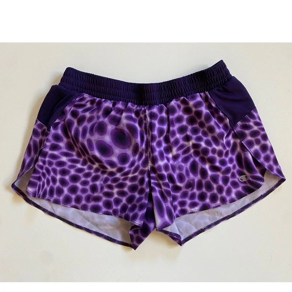 Champion Performance Womens Purple Abstract Spotted Running Shorts Size Small